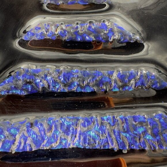 Hand Made Dichroic Art Glass Fused Iridescent Finish Bowl Dish Christmas Center - Picture 15 of 16